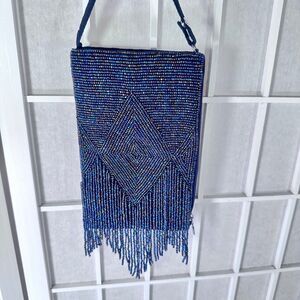 Bamboo Trading Company Beaded Fringe Crossboy Purse Bag